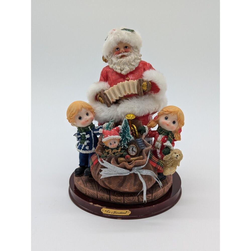 Le Jardine French Collection Christmas Scene Santa & Children with Musical Base